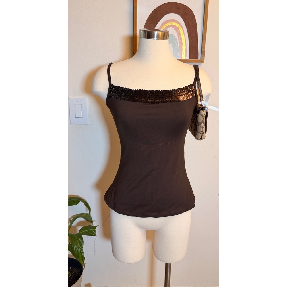 Marks & Spencer Cami Top Womens 18â Chocolate Brown Sequin Trim Glam Camisole